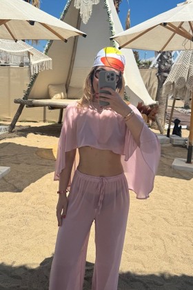 PEMBE ŞİFON İKİLİ TAKIM