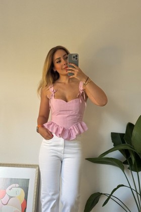 PEMBE EKOSE KORSE BÜSTİYER - Pembe