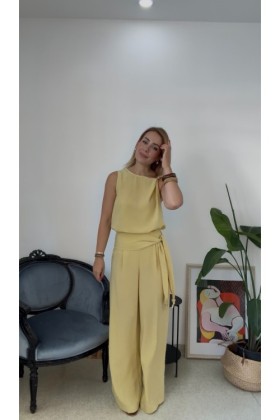 OLİVE OMUZU BONCUK DETAYLI BLUZ&PANTOLON TENSEL TAKIM - Yeşil