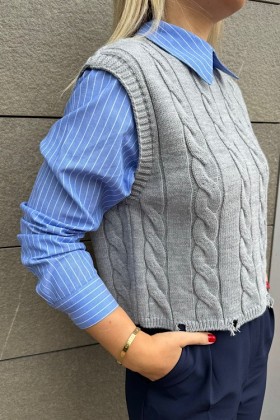 Gömlek Detaylı Süveter - Standart