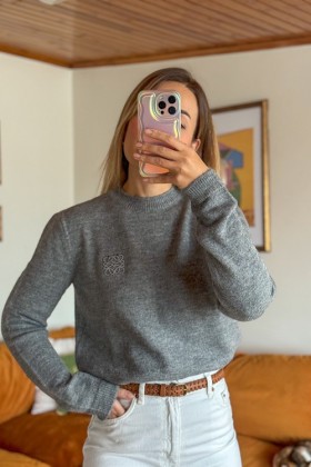 Nakışlı Gri Kazak - Standart