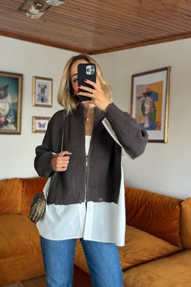 Kahve tasarım hırka - Standart