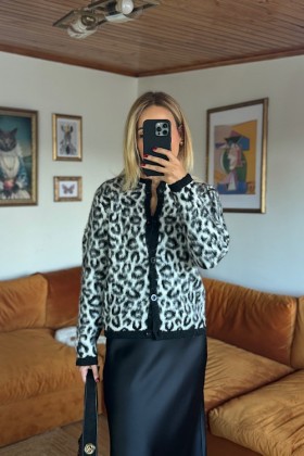 Siyah leopar hırka - Standart