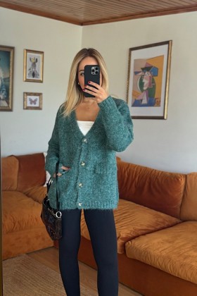 ZR yeşil kalın hırka - Yeşil