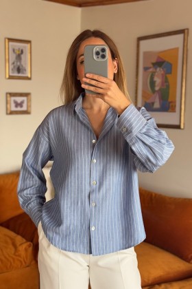 MAVİ ÇİZGİLİ GÖMLEK - Mavi