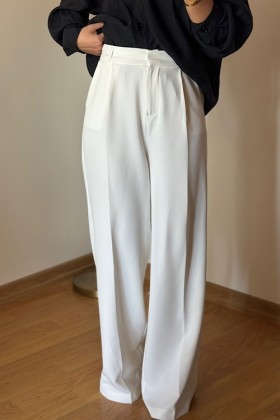 EKRU BELİ LASTİKLİ PANTOLON - Small