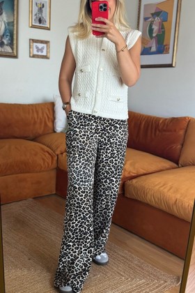 LEOPAR SATEN PANTOLON - Small