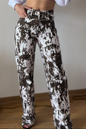 BEYAZ LEOPAR DESENLİ JEAN - XS