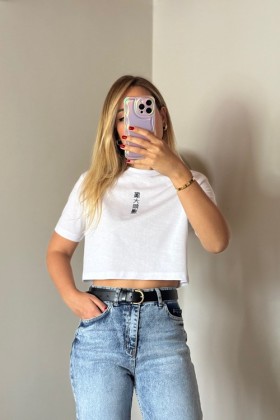 BEYAZ CROP TİŞÖRT - Beyaz