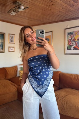 ŞAL MODELİ BLUZ - Lacivert