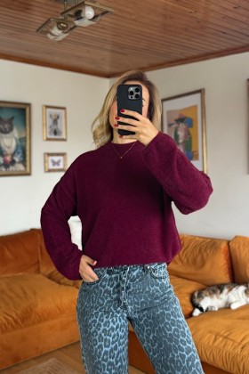 BORDO BİSİKLET YAKA TRİKO - Bordo