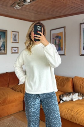 EKRU BİSİKLET YAKA TRİKO - Ekru