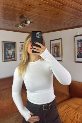 PARMAK GEÇMELİ BODY - Beyaz