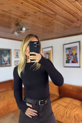 PARMAK GEÇİRMELİ BODY - Kahve