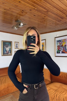 PARMAK GEÇMELİ BODY - Siyah