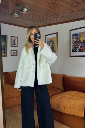 EKRU CEPLİ KÜRK - Ekru