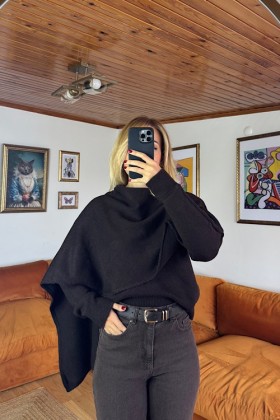 KAHVE ŞAL DETAYLI TRİKO - Füme