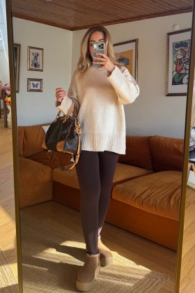 BEJ BİSİKLET YAKA DÜZ KAZAK