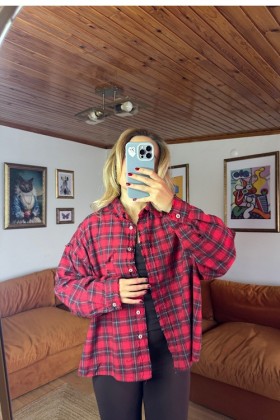 KIRMIZI EKOSELİ GÖMLEK - Kırmızı