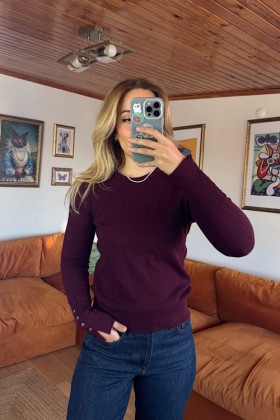 BORDO KOLLARI GOLD DETAYLI TRİKO - Bordo