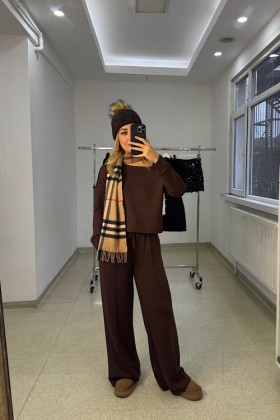 KAHVE MODAL KUMAŞ TAKIM - Kahve