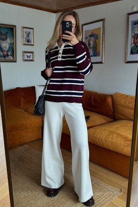 EKRU TRİKO PANTOLON - Ekru