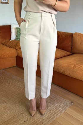 BEJ HAVUÇ MODELİ PANTOLON - Bej