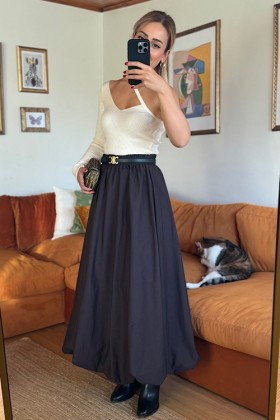 KAHVE BALON MAXİ ETEK - Kahve