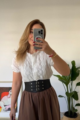 EKRU KARPUZ KOL FİSTOLU GÖMLEK