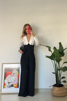 SATEN V YAKA BLUZ - Ekru